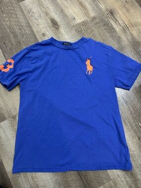 Polo by Ralph Lauren Blue T-Shirt with Orange Polo Logo